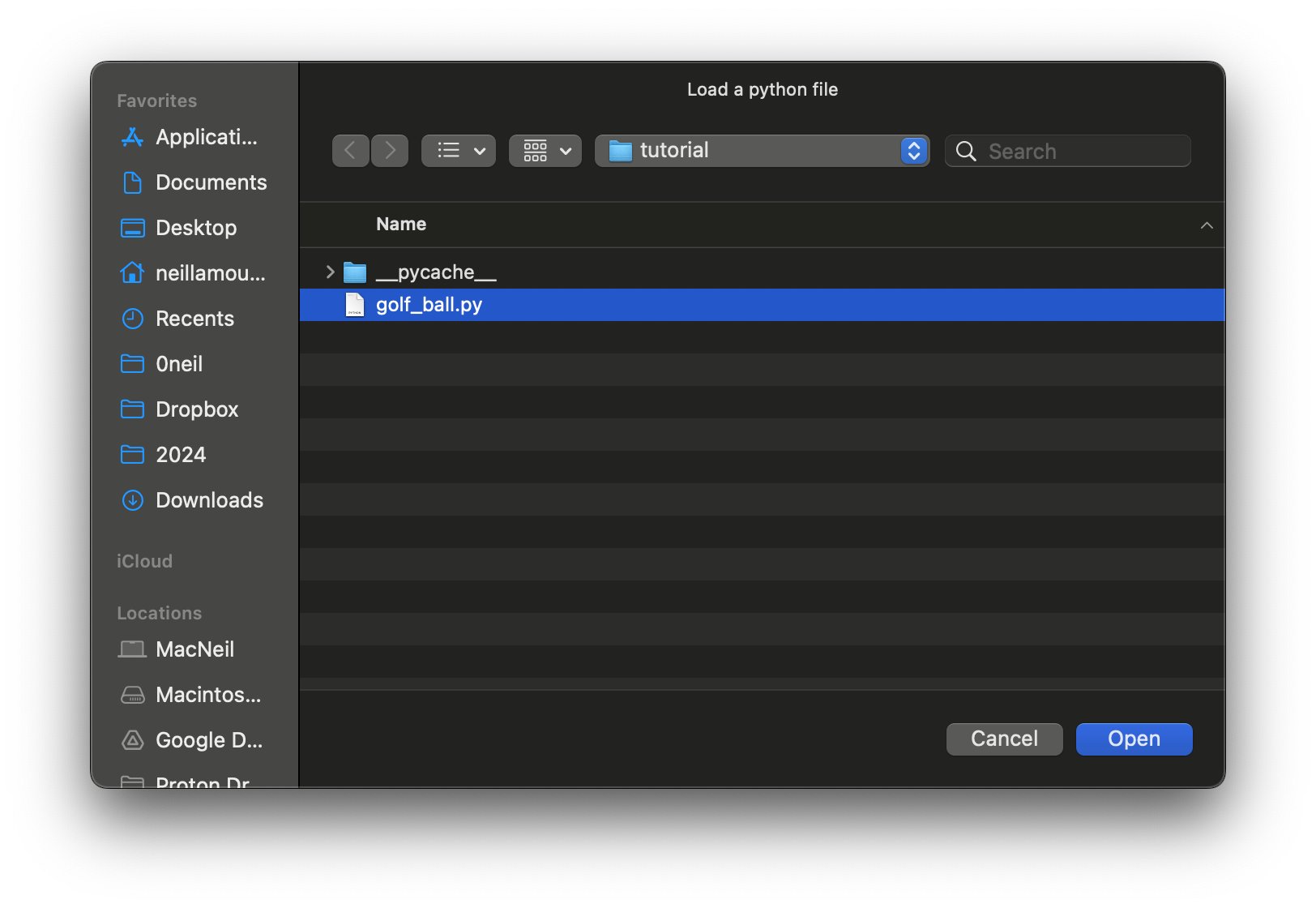 Load Dialog